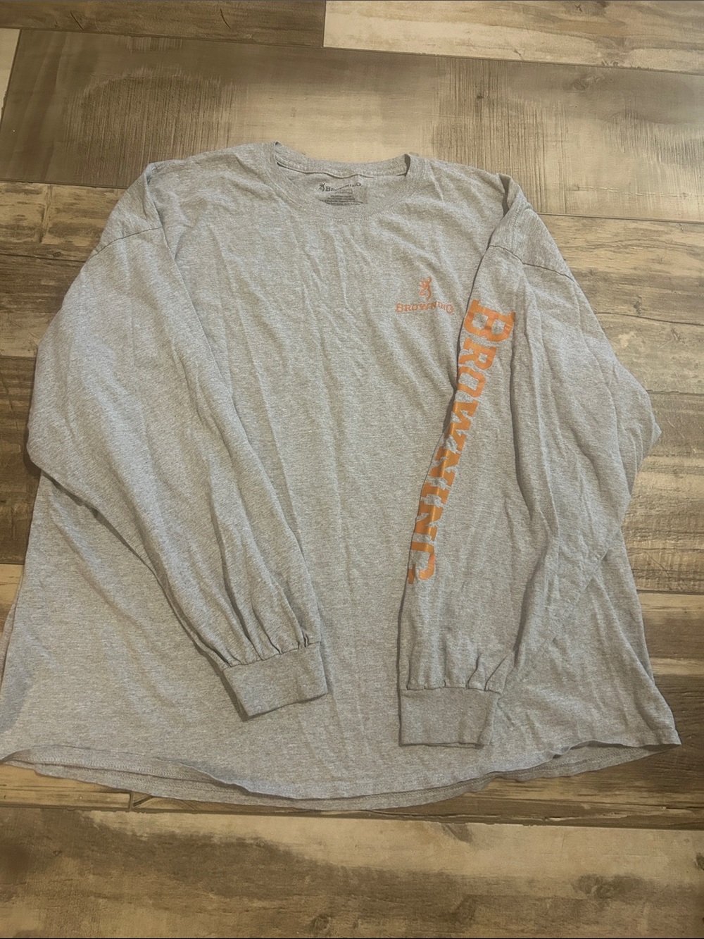 Men’s browning long sleeve shirt size 3xxxl gray with orange letters